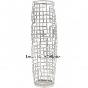 Jarrón de suelo creativo elegante, jarrón decorativo de flores resistente de Metal fundido de aluminio de Color plateado de tamaño largo para sala de estar - Product Image 1