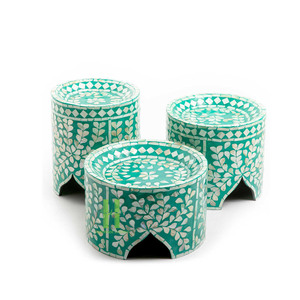 Producto caliente de alta calidad Ecológico Madre de perla Incrustaciones Cake Stand Decorativo Redondo MOP Bandeja Ramanda Holiday Mold HNH Craft - Product Image 4