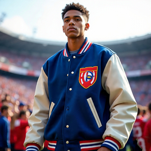 2024 ropa de calle letras bordadas Varsity chaqueta y abrigo mangas de cuero para hombre bombardero béisbol Varsity prendas de vestir exteriores para hombre - Product Image 4