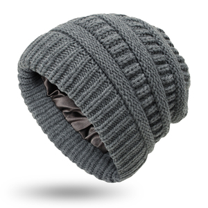 TOP trending <b>beanies</b> jacquard Satin <b>Lined</b> <b>Beanie</b> for Women Winter Hat Cable Knit Slouchy <b>Beanie</b> Skull Warm Cap <b>Silk</b> Lining - Product Image 5