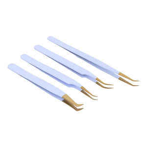 Juego de 4 pinzas antiestáticas para extensiones de pestañas Diamond Grip-Suministro de pestañas de acero inoxidable (blanco) - Product Image 5