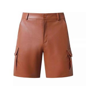 2025 High Quality Genuine Leather <b>Men's</b> Shorts Lambskin Leather Customized Colors Durable Button Fly <b>Pouch</b> Gym Running - Product Image 4