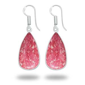 High Quality Natural Silver Thulite Gemstone Cute Minimalist Charm Earrings Setting Trendy Fine Dangle Jewelry Party <b>Gift</b> - Product Image 3