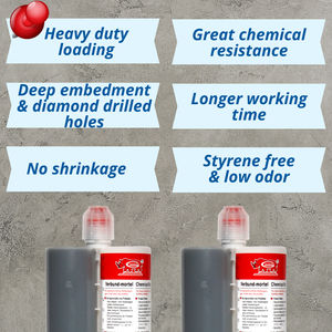 Ancrage chimique époxy à deux composants sans styrène de 650 ml pour les systèmes de fixation du béton, de la brique et de la pierre - Product Image 3