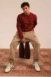 Sweat à capuche en coton polaire épais avec logo personnalisé Pull Sweat-shirt pour hommes Oversize Drop Shoulder O Neck Plain Dyed pour l'hiver - Product Image 5