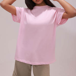 Womens Loose Heavyweight Cotton Crop Tee Boxy Fit Drop Shoulder <b>T</b> <b>Shirt</b> Acid Wash Finish - Product Image 1
