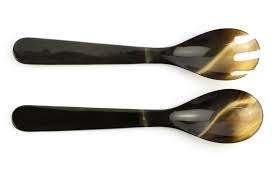 Ensemble de 2 pièces de qualité supérieure pour les fourchettes de cuillère de service à salade de corne de bonne qualité vaisselle de serveur de salade de corne pour la maison et le Restaurant - Product Image 5