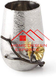 Table basse pour bureau à domicile Vase décoratif de table de mariage Vase en métal en aluminium blanc et doré Vase décoratif de luxe pour hôtel et maison - Product Image 6