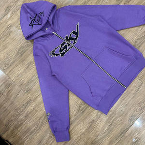 Femmes 100% Coton Boxy Heavy Weight Hoodies Puff Print Oversized Drop-shoulder Women Zip up Hoodies - Product Image 6