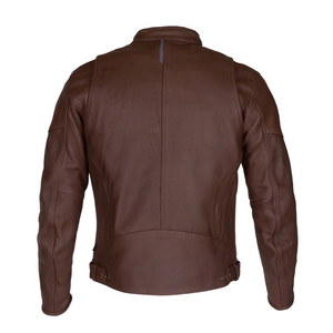 Veste de moto d'hiver écologique en cuir véritable marron de qualité supérieure pour homme, coupe-vent et respirant, à séchage rapide - Product Image 3