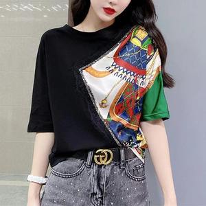 Moda All-match cuello redondo Patchwork diseño Casual tendencia moda pulóveres para mujeres 2023 nueva ropa de mujer Tops blusas - Product Image 1