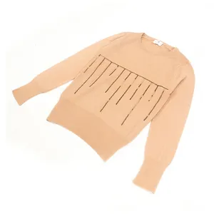 Pullover Trendi Warna Persik Wanita, Pullover dengan Desain Payet Perak Beli Pullover Polos untuk Wanita dengan Harga Pabrik