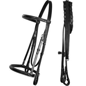 Chasseur Bride avec Rênes Lacées Fantaisie Cousu Anglais Snaffle Bride Culotte Premium Rembourré En Cuir Chasseur Jumper Bride - Product Image 1