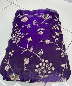 Tela de Georgette Bordada de Lujo para Vestidos de Novia, Encaje Floral Jacquard, Patrón Personalizado, Tul de Malla Suave, Peso Medio - Product Image 4