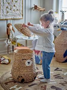 D40 H57cm Bear Shaped Lidded <b>Baskets</b> Made From Natural Water Hyacinth | Woven <b>Toy</b> Storage <b>Basket</b> Organiser for Home Decor - Product Image 5