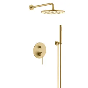 Royal banheiro torneira de bronze luxuosa, torneira termostática redonda, misturadores de chuveiro, chuveiro de ouro