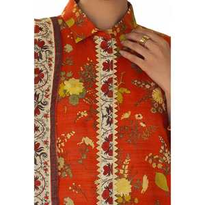 Salwar Kameez imprimé en coton indien pakistanais pour femmes, rouge, non cousu, 3 pièces - Product Image 3