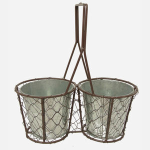 Galvanized Planter with Chicken <b>Wire</b> <b>Holder</b> - Product Image 3