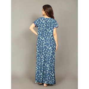 Chemise de nuit longue Evolve pour femme en rayonne Liva, avec poches, super douce et confortable, en popeline tissée, boutonnée, avec cordon de serrage, à manches courtes - Product Image 3