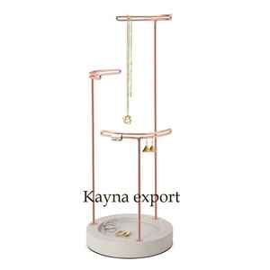 Support de bijoux en métal fantaisie avec support en marbre dernière conception support de bijoux en métal à base de marbre pour la décoration de la maison et du salon de la chambre - Product Image 2