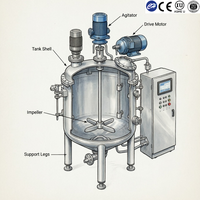 Cuve de mélange chimique industrielle en acier inoxydable 500L 1000L 2000L avec chemise chauffante SS304 CE ISO