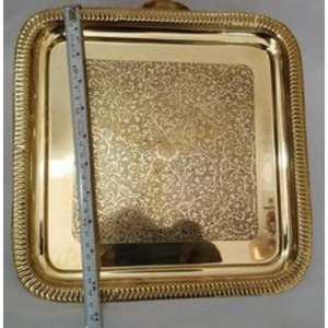 Plateaux de service décoratifs en laiton de la meilleure qualité avec des motifs traditionnels adaptés aux cadeaux ou aux occasions de dîner haut de gamme - Product Image 4