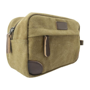 Trousse à cosmétiques de voyage personnalisée de grande capacité pour hommes en toile pliable à la mode pour trousse de toilette avec fermeture éclair poignée portable étanche - Product Image 3