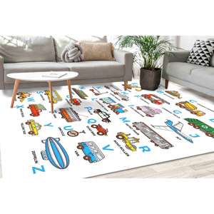 Vehicle ABC Kids Rug: 3D <b>Printed</b> <b>Alphabet</b> Playroom Decor,With Pile Soft Rug - Product Image 2