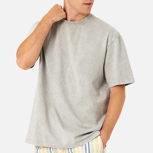 Wholesale Custom Heavyweight 100% Cotton t Shirt Oversized <b>Drop</b> Shoulder Vintage <b>Acid</b> Wash Blank T-shirt for Men - Product Image 5