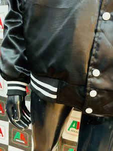 College Baseball <b>jacket</b> for <b>men</b> Real Photos Embroidery Wool body satin body puff printing DTF all method support - Product Image 2