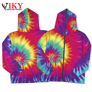 Rainbow Tie Dye Personnalisation Casual Avec Poches Manches Longues Acid Wash Full Zipper Hoodie BY VIKY INDUSTRIES - Product Image 3