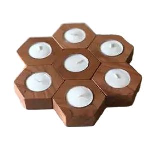 Bougeoir de mariage de décoration de divers styles personnalisé en usine bougeoir en bois bougeoir en bois pour la table à manger à la maison - Product Image 1