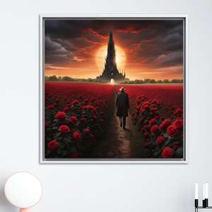 Impresión en lienzo inspirada en Stephen King: Obra de arte de la Torre Oscura, lienzo con marco blanco - Product Image 1