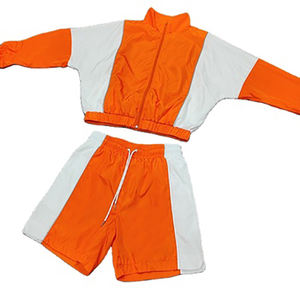 New Arrival Autumn Hooded Solid Satin Windbreaker Two-Piece Tracksuit Set Zipper Jackets <b>Shorts</b> Windproof Quick Dry Breathable - Product Image 1