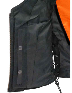 2025 Most Selling Custom Design Women Biker Classic Genuine Cowhide Leather <b>Motorcycle</b> Vest Side Stretch Panel Side Pocket Vest - Product Image 4