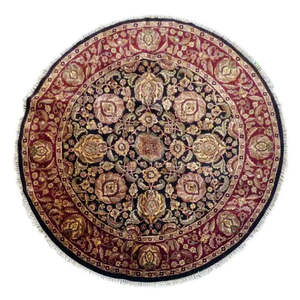 Tapis indien noué à la main, unique en son genre, 7'11 x 7'11 - Product Image 1