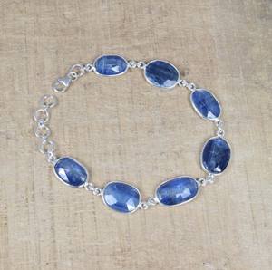 Blue Kyanite Bracelet 925 Sterling Silver Adjustable Handmade Gemstone Jewelry Natural <b>Stone</b> Silver Bracelet Gift - Product Image 2