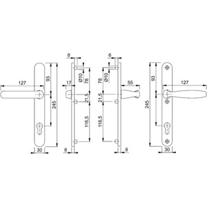 ชุดประตูอลูมิเนียม F1 PZ Profile สำหรับประตูขนาด 67-72 มม. HOPPE New York 099KH/3346/1810 - Product Image 3