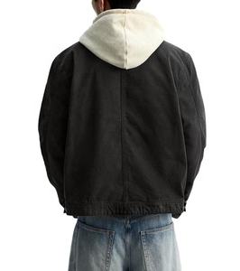 Logo personnalisé broderie printemps col rabattu hiver coupe-vent veste de travail en jean avec bouton couvert pour hommes - Product Image 2