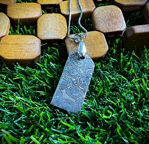 <b>Custom</b> Handmade Damascus Steel <b>Dog</b> <b>Tag</b> Pendant Antique Silver Plated Classic Unisex Customizable Jewelry - Product Image 5