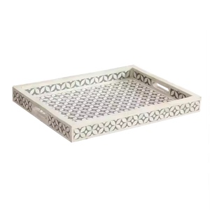 Bandeja de diseño superior con diseño floral de resina y bandeja de servicio decorativa con asa para decoración de cocina, uso de almacenamiento en el hogar y el restaurante - Product Image 4