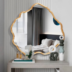 Miroir de rasage mural de luxe moderne Bordure de forme arrondie décorative pour le salon Hall - Product Image 5