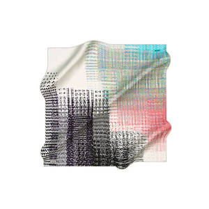 Pañuelo cuadrado de seda twill color crudo con estampado geométrico - Product Image 1