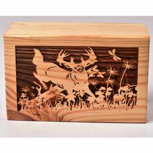 Boîte de crémation en bois de pin pour cendres humaines arbre de vie cerf urne de crémation personnalisée pour l'enterrement artisanal boîte d'urne en bois - Product Image 3
