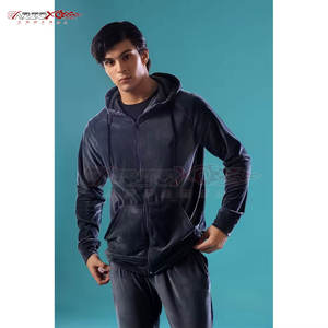 Chándal de terciopelo de invierno para hombre de estilo urbano con parte superior con capucha y pantalones de Jogger, conjunto de dos piezas ligero transpirable - Product Image 4
