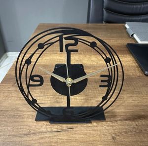 Reloj de mesa de Metal de diseño redondo de latón AK con soporte en reloj moderno con acabado negro para decoración de escritorio/Decoración de estante - Product Image 5