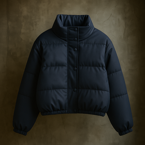 Chaqueta de Motocicleta Corta para Mujer, Invierno 2024, Sólida, Transpirable, Elegante, Cortavientos, con Cierre de un Botón, Cuello Alto, Acolchada y Cálida - Product Image 3