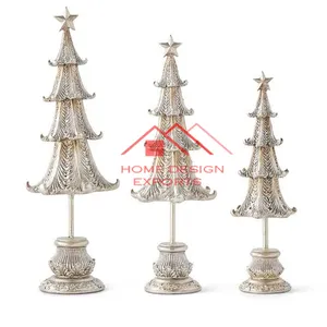 Casting Aluminum Metal Christmas Tree Raw Finished Set Of 3 Tabletop Decor Christmas Accessories at Wholesale Price