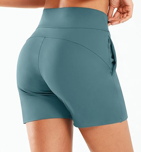 Shorts de sport taille haute sans coutures pour femme en Spandex/Nylon, séchage rapide, respirants, pour fitness et entraînement - Product Image 3