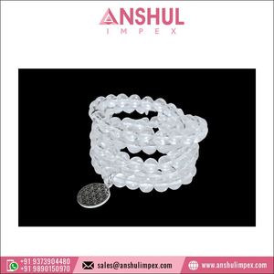 Wholesale Selling Clear Quartz <b>Healing</b> Mala <b>Bracelet</b> 108 Natural Crystal Beads for Meditation Jewelry - Product Image 2